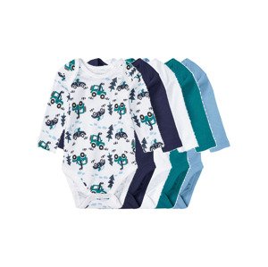 lupilu® Dětské body s dlouhými rukávy, 5 kusů (baby/infant#female#ne, 62/68, bílá / mintová / růžová)