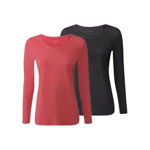 esmara® Dámské triko s dlouhými rukávy (adult#female, XS (32/34), černá/červená)