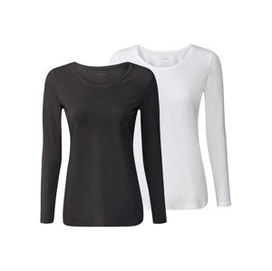 esmara® Dámské triko s dlouhými rukávy (adult#female, L (44/46), černá/bílá)