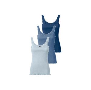 esmara® Dámský krajkový top, 3 kusy (adult#female#ne, L (44/46), navy modrá / aruba modrá)