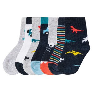 lupilu® Chlapecké ponožky s BIO bavlnou, 7 párů (child 2 years onwards#male, 19/22, dinosaurus / šedá / bílá / modrá)