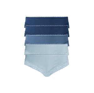 esmara® Dámské krajkové kalhotky, 5 kusů  (adult#female#ne#pants, L (44/46), navy modrá / aruba modrá)