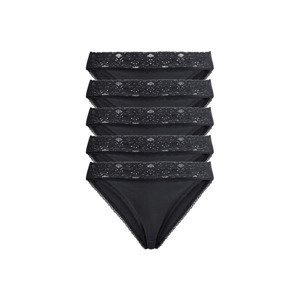 esmara® Dámské krajkové kalhotky, 5 kusů (adult#female#ne#briefs, M (40/42), černá)