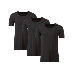 LIVERGY® Pánské spodní triko, 3 kusy (5/M, černá, kulatý výstřih)