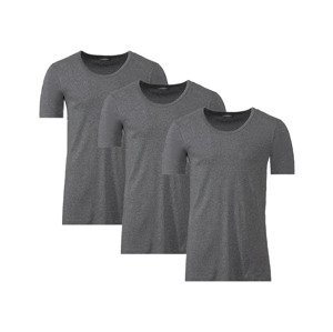 LIVERGY® Pánské spodní triko, 3 kusy (4/S, tmavě šedá, kulatý výstřih)