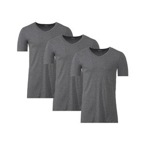 LIVERGY Pánské spodní triko, 3 kusy (7/XL, tmavě šedá, "V" výstřih)