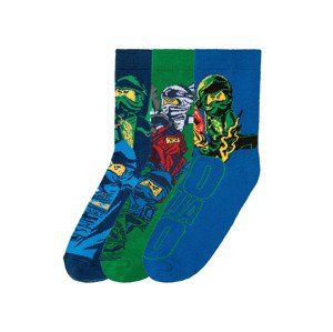 LEGO Chlapecké ponožky, 3 páry (27/30, Ninjago modrá/zelená/tmavě modrá)