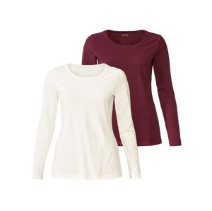 esmara® Dámské triko s dlouhými rukávy, 2 kusy (adult#female#ne, XS (32/34), červená/bílá)
