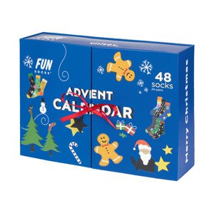 Fun Socks Ponožkový adventní kalendář - 24 párů s  (36-40, modrá)