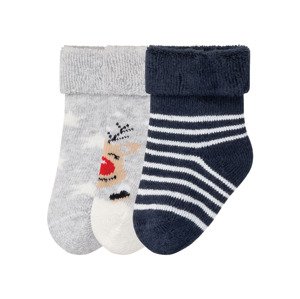 lupilu Dětské ponožky s BIO bavlnou, 3 páry (11/14, navy modrá / šedá)