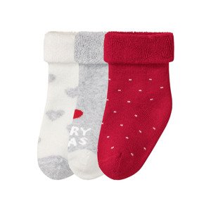 lupilu Dětské ponožky s BIO bavlnou, 3 páry (11/14, šedá/červená/bílá)