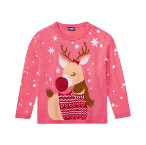 lupilu® Dívčí vánoční svetr s LED (child#female, 98/104, pink/zvuk)