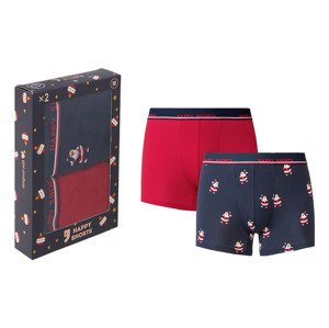 Happy Shorts Pánské boxerky s vánočním motivem, 2 kus (L, Santa Claus)