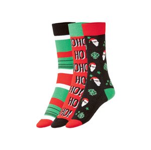 Fun Socks Dámské / Pánské ponožky, 3 páry (Nikolaus / hohoho / pruhy zelená, 36-40)