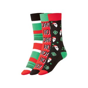 Fun Socks Dámské / Pánské ponožky, 3 páry (adult#unisex, 41/46, Nikolaus / hohoho / pruhy zelená)