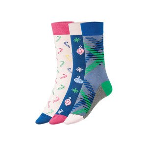 Fun Socks Dámské / Pánské ponožky, 3 páry (růžová/modrá/vzorovaná, 36/40)