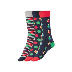 Fun Socks Dámské / Pánské ponožky, 3 páry (adult#unisex, 41/46, modrá/pruhy/puntíky)
