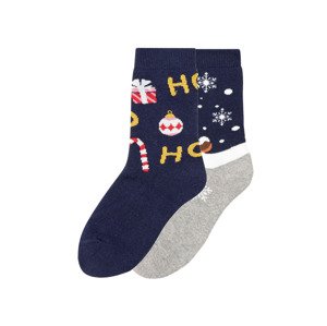 pepperts!® Dívčí vánoční termo ponožky s BIO bavlno (27/30, navy modrá / šedá)