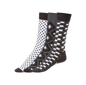 Fun Socks Dámské / Pánské ponožky, 3 páry (41–46, černá/bílá/šedá)