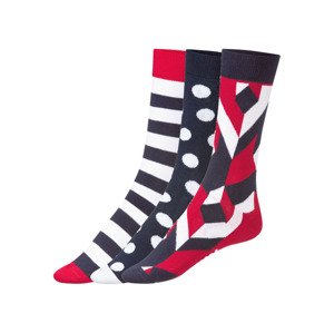 Fun Socks Dámské / Pánské ponožky, 3 páry (41–46, námořnická modrá / červená / bílá)