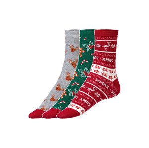 esmara® Dámské vánoční ponožky, 3 páry (adult#female, 35/38, zelená/červená/šedá)