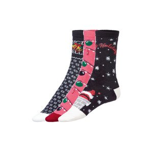 esmara® Dámské vánoční ponožky, 3 páry (adult#female, 35/38, tmavě modrá / růžová)