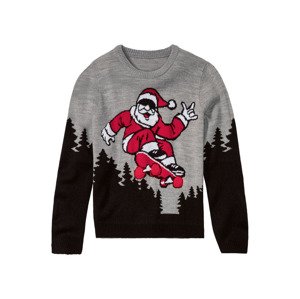pepperts Chlapecký vánoční svetr s LED (134/140, šedá/černá)