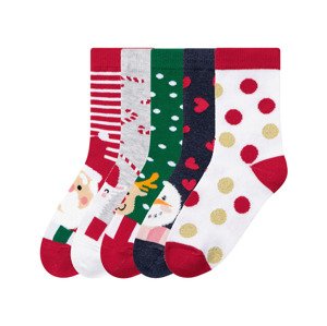 pepperts!® Dívčí vánoční ponožky, 5 párů (child 2 years onwards#female, 23/26, červená/šedá/zelená)