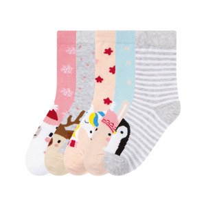 pepperts!® Dívčí vánoční ponožky, 5 párů (child 2 years onwards#female, 27/30, růžová/šedá/modrá)