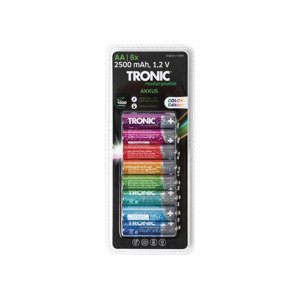 TRONIC® Nabíjecí baterie Ni-MH Ready 2 Use Color, 8 kusů, AA / AAA (AA – tužková)