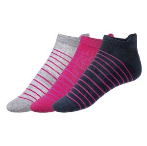 CRIVIT Dámské krátké ponožky, 3 páry (adult#female, 37-38, šedá/růžovo-fialová/navy modrá)