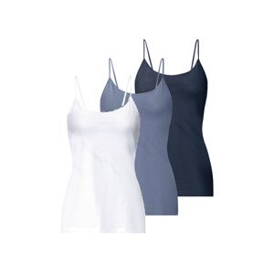 esmara® Dámský top se špagetovými ramínky, 3 kus (adult#female#ne, S (36/38), námořnická modrá / světle modrá / bílá )