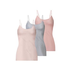 esmara® Dámský top se špagetovými ramínky, 3 kus (adult#female#ne, XL (48/50), šedá / růžová / světle růžová)