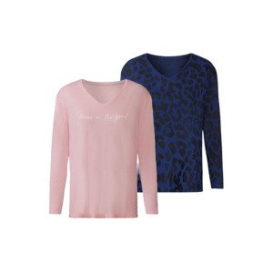 esmara® Dámské triko s dlouhými rukávy, 2 kusy (adult#female, M (40/42), modrá/růžová)