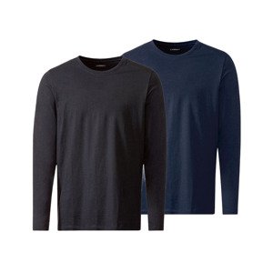 LIVERGY® Pánské triko s dlouhými rukávy, 2 kusy (S (44/46), tmavě modrá / černá)