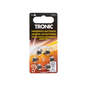 TRONIC® Knoflíkové baterie do naslouchadel, 6 ku (knoflíkové baterie PR41)