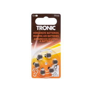 TRONIC Knoflíkové baterie do naslouchadel, 6 ku (knoflíkové baterie PR48)
