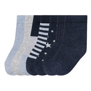 lupilu® Chlapecké ponožky s BIO bavlnou, 7 párů  (child 2 years onwards#male, 19/22, pruhy navy modrá / šedá / světle modrá )