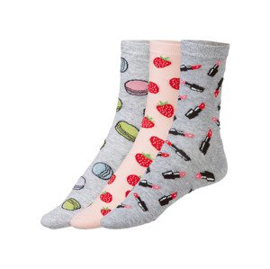 esmara® Dámské ponožky s veselým vzorem, BIO bav (adult#female, 35/38, šedá/růžová)