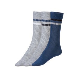 LIVERGY Pánské ponožky, 3 páry (39/42, šedá / navy modrá)