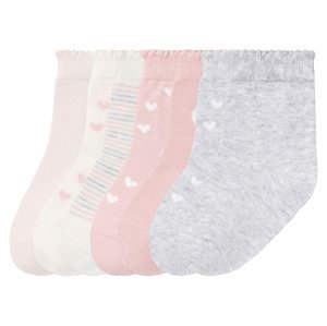lupilu® Dívčí ponožky s BIO bavlnou, 7 párů (child 2 years onwards#female, 19/22, srdce/bílá/růžová/šedá)