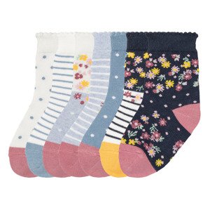 lupilu® Dívčí ponožky s BIO bavlnou, 7 párů (child 2 years onwards#female, 19/22, vzor/modrá/bílá)