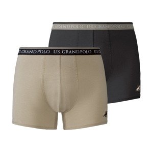 LIVERGY® U.S. Grand Polo Pánské boxerky, 2 kusy (adult#male#no#undershorts, 5/M, šedá/černá)