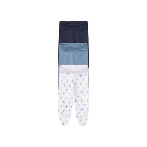lupilu® Dětské kalhoty "Jogger" BIO, 3 kusy (baby/infant, 50/56, bílá / námořnická modrá / modrá)