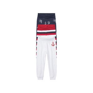 lupilu® Dětské kalhoty "Jogger" s BIO bavlnou, 3 kusy (86/92, navy modrá / bílá)