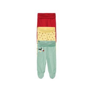 lupilu® Dětské kalhoty "Jogger" BIO, 3 kusy (baby/infant, 50/56, žlutá/červená/zelená)