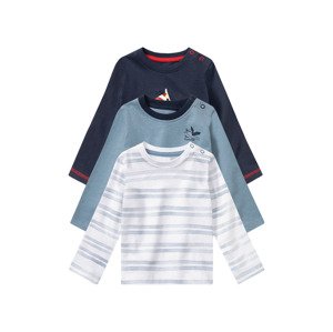 lupilu® Dětské triko s dlouhými rukávy BIO, 3 ku (50/56, bílá/námořnická modrá/modrá)