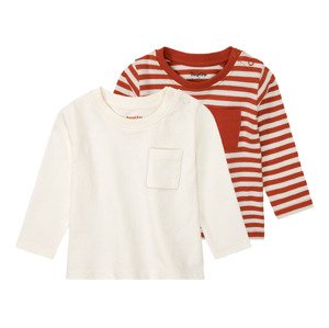 lupilu® Chlapecké triko s dlouhými rukávy, 2 kus (baby/infant#male, 62/68, pruhy/červená/bílá)