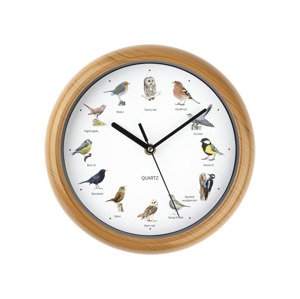 EASYmaxx Nástěnné hodiny s ptačími hlasy, Ø 25 cm (imitace dřeva)