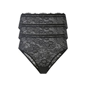 esmara® Dámské krajkové kalhotky, 3 kusy (adult#female#ne#briefs, L (44/46), černá)
